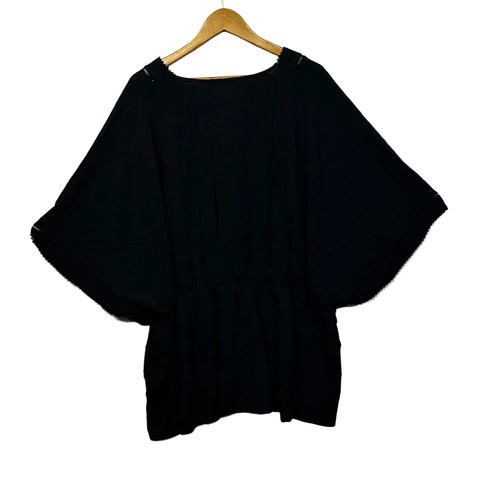 City Chic Black Crochet Trim Top - Size 26
