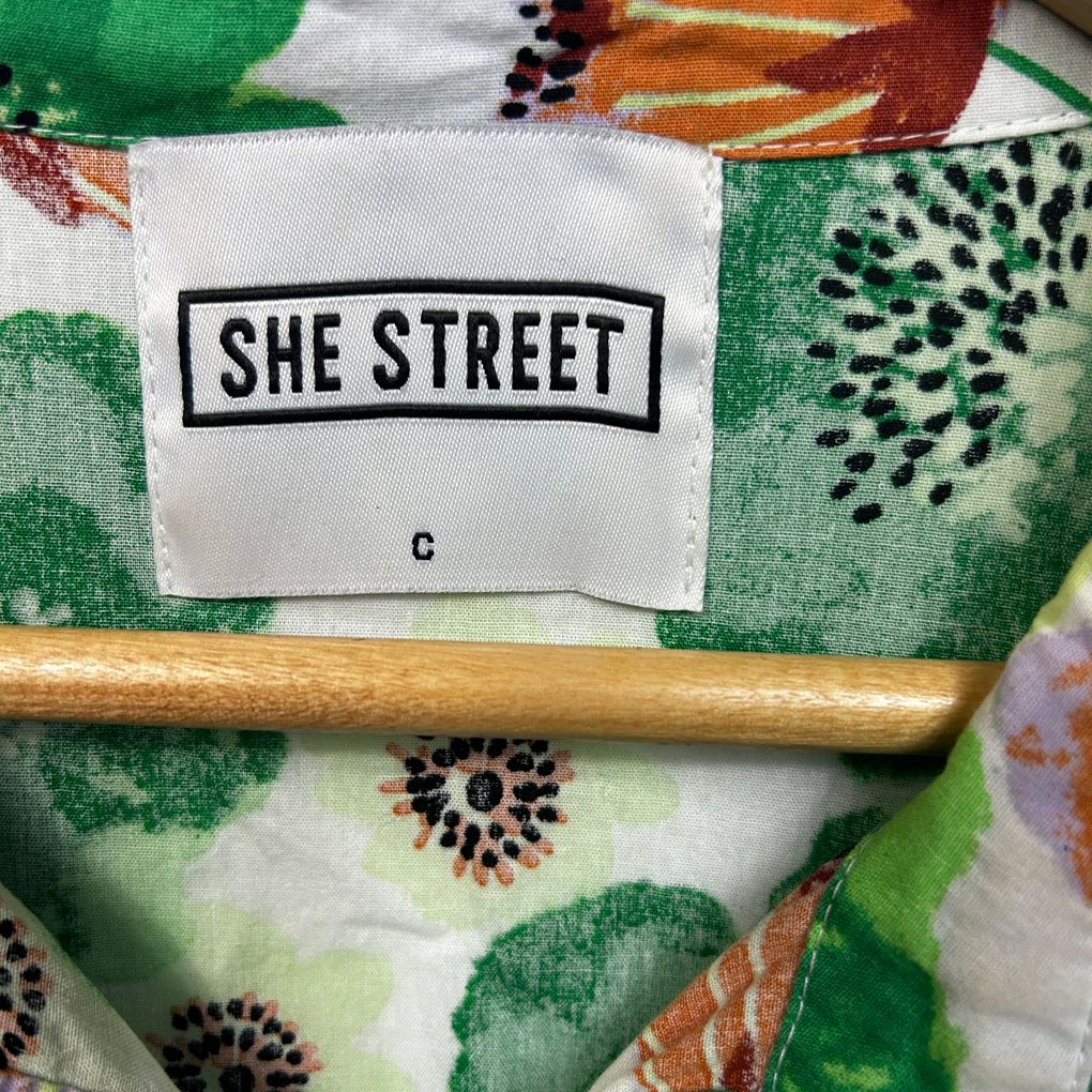 She Street Green Floral Cotton Dress - One Size