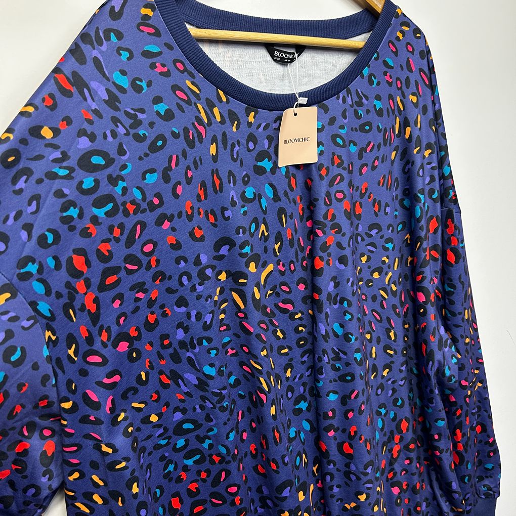 Bloomchic Navy Plus Size Cotton Sweatshirt Jumper - Size 30-34