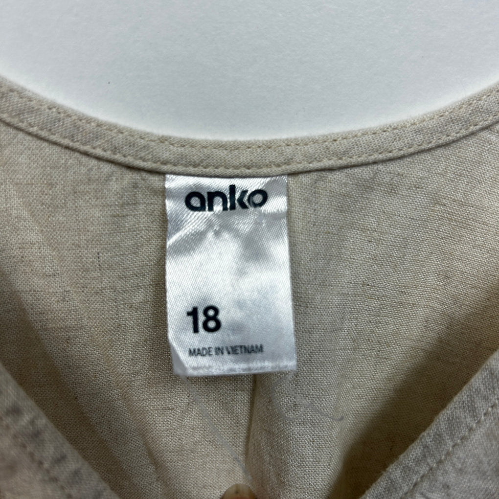 Anko Beige Linen Tank Top - Size 18