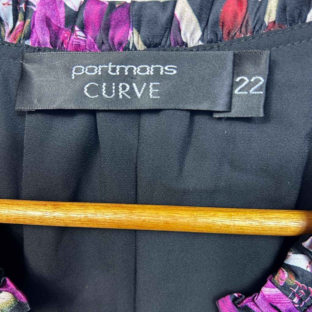 Portmans Curve Black Floral Dress - Size 22