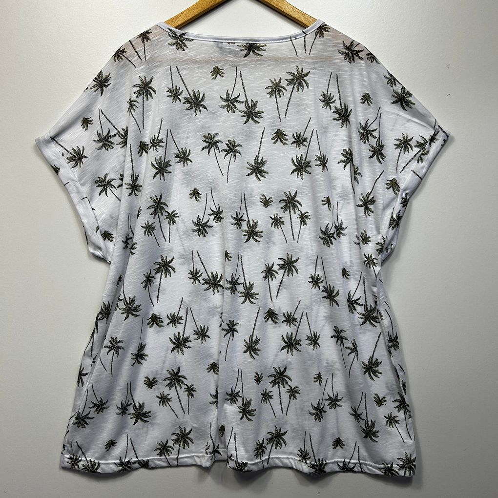 Beme White Palm Print Top - Size 20/L