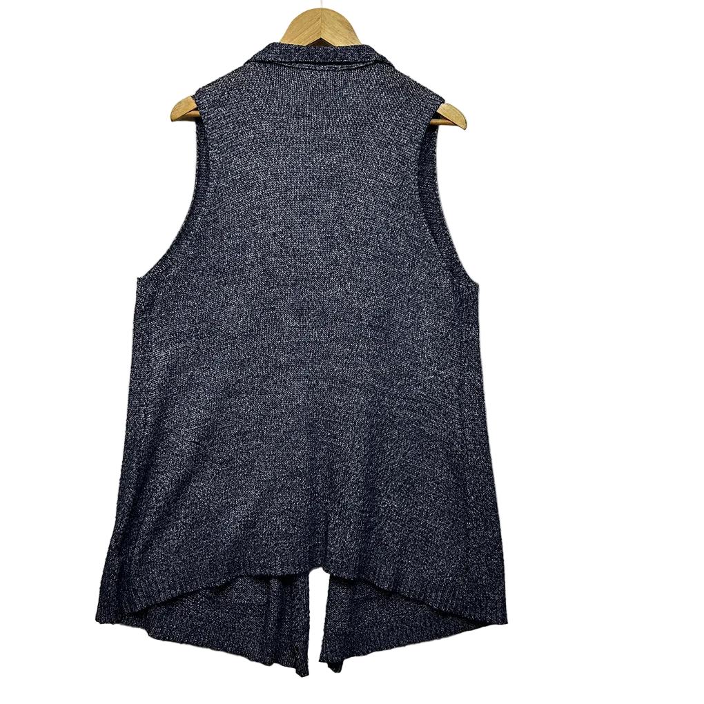 Autograph Navy Marle Knit Cotton Vest - Size 18/M
