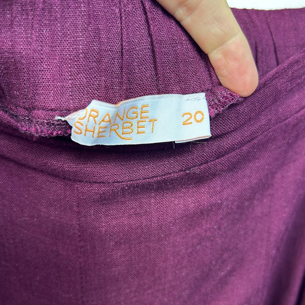 Orange Sherbet Purple Plus Size Wide Leg Linen Pants - Size 20