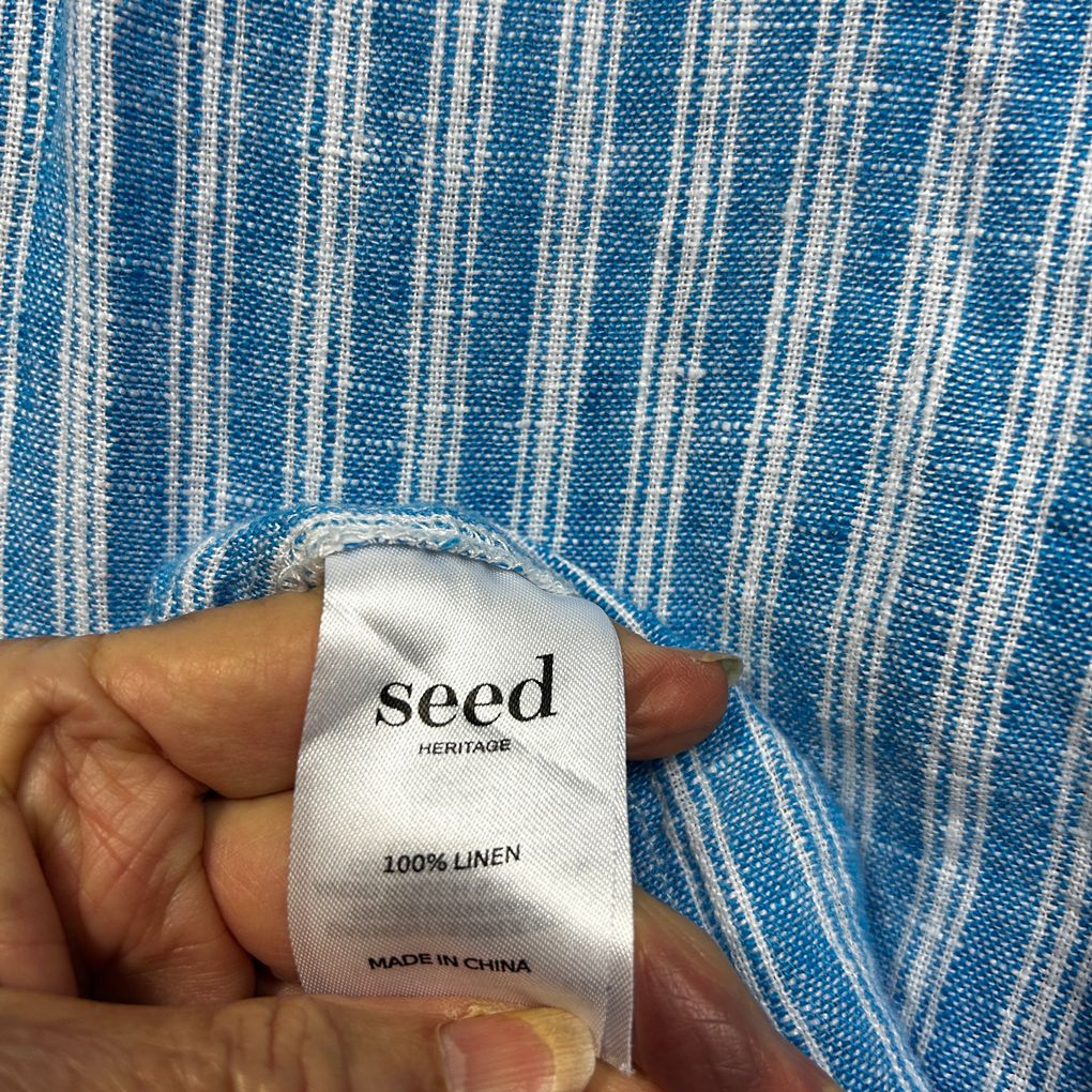 Seed Heritage Blue Striped Linen Shirt - Size 16