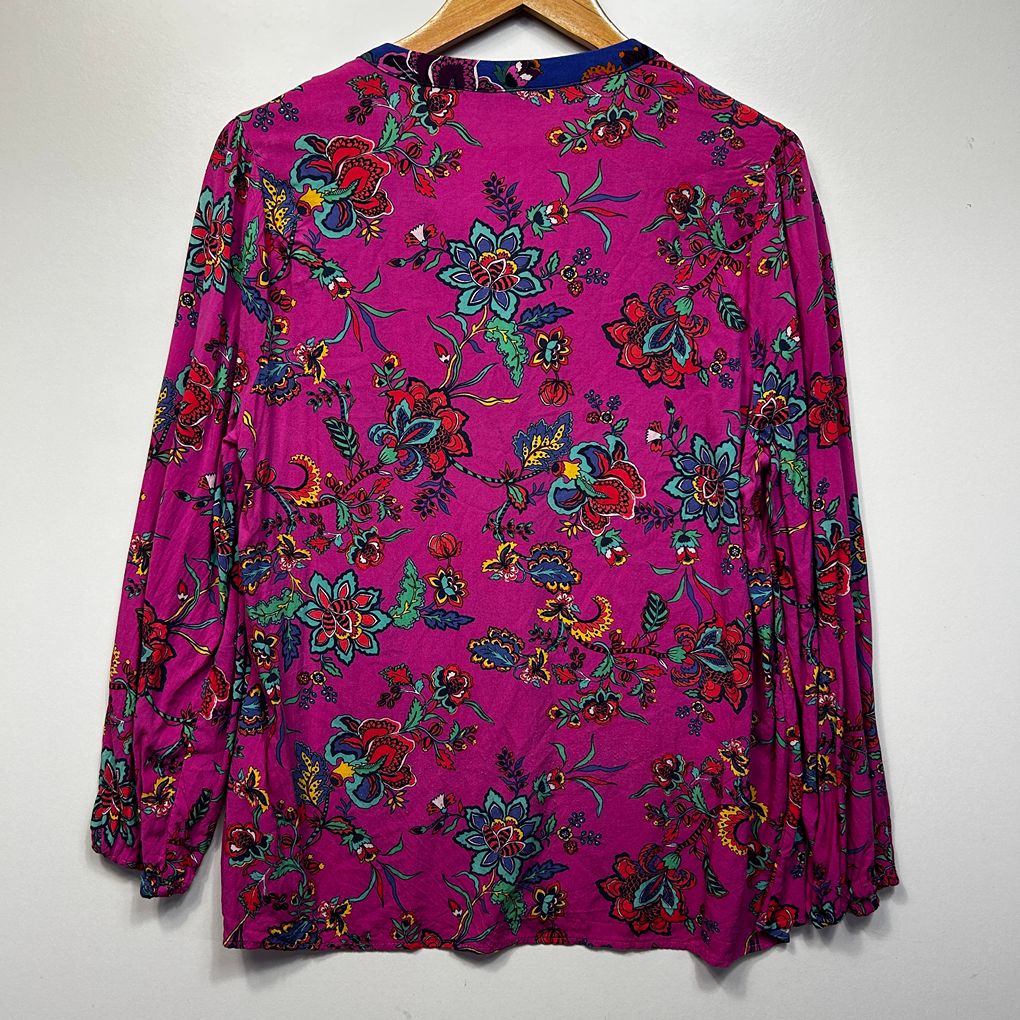 Rockmans Pink Floral Blouse - Size 16