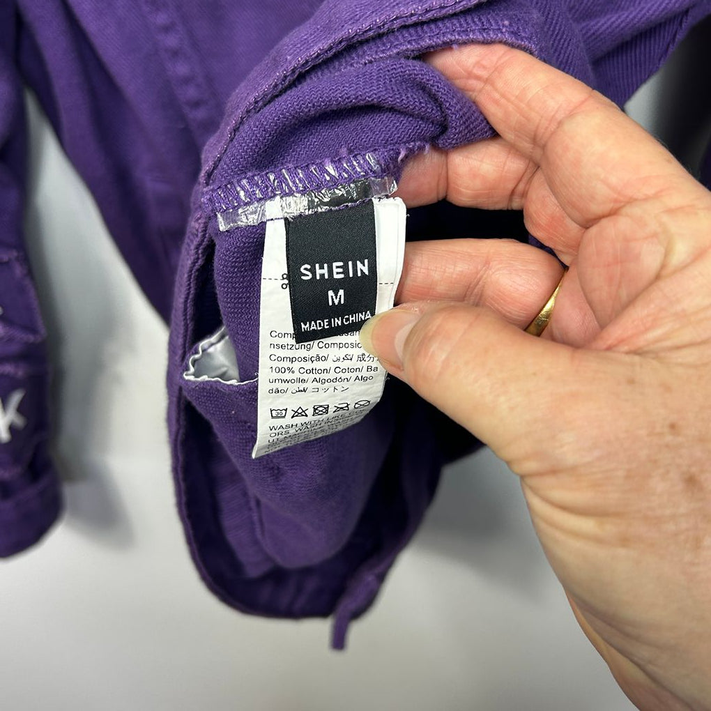 Shein Purple Cotton Denim Jacket - Size M (Oversized)