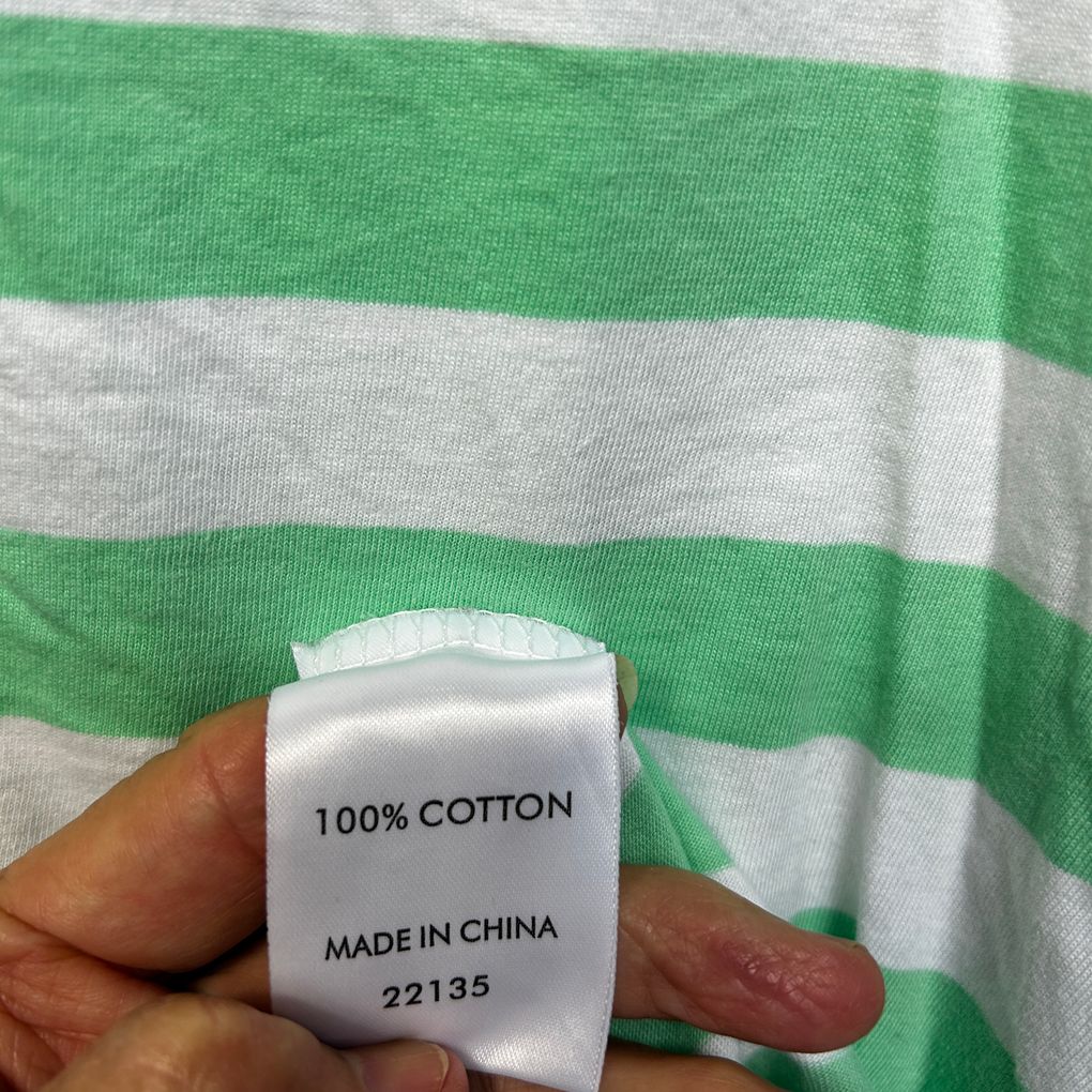 Suzanne Grae Basics Green Striped Cotton Top - Size 2XL