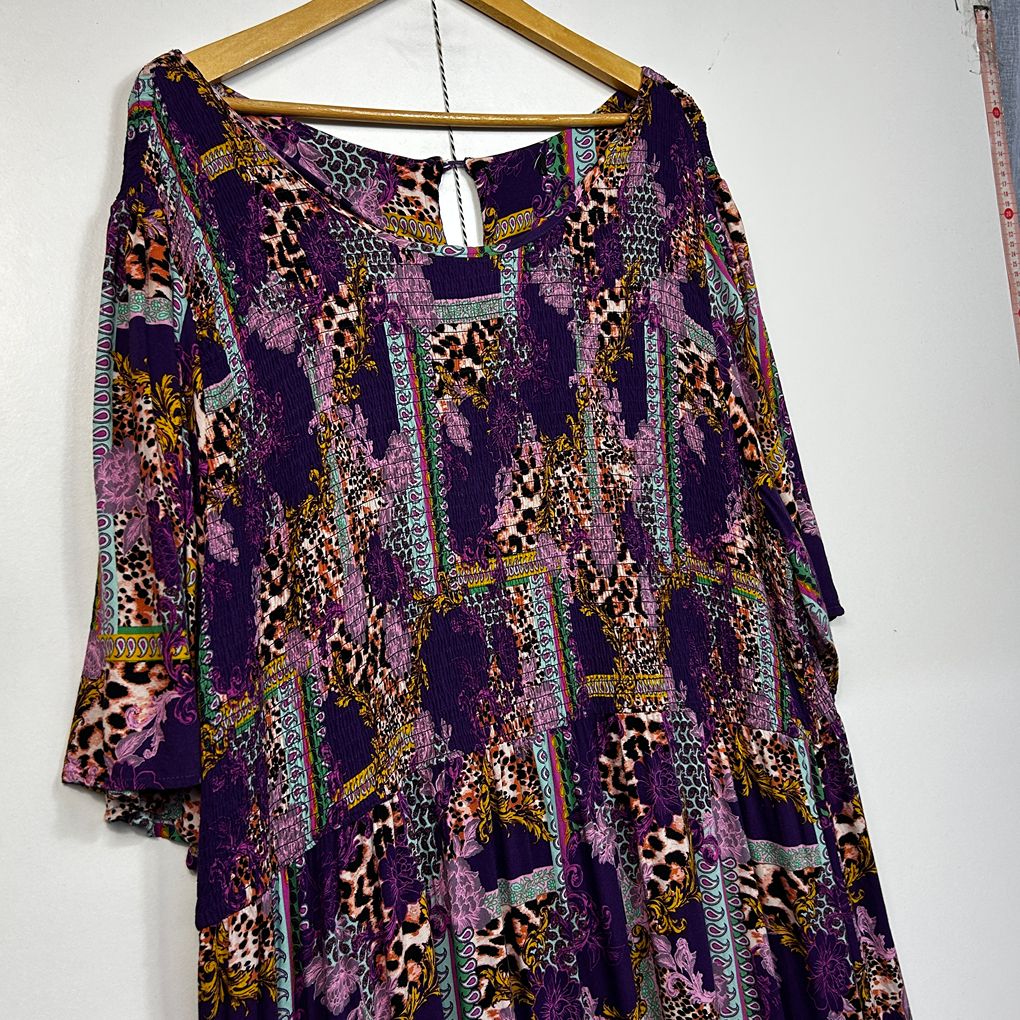 Purple Patchwork Paisley Maxi Dress - Size 22-24