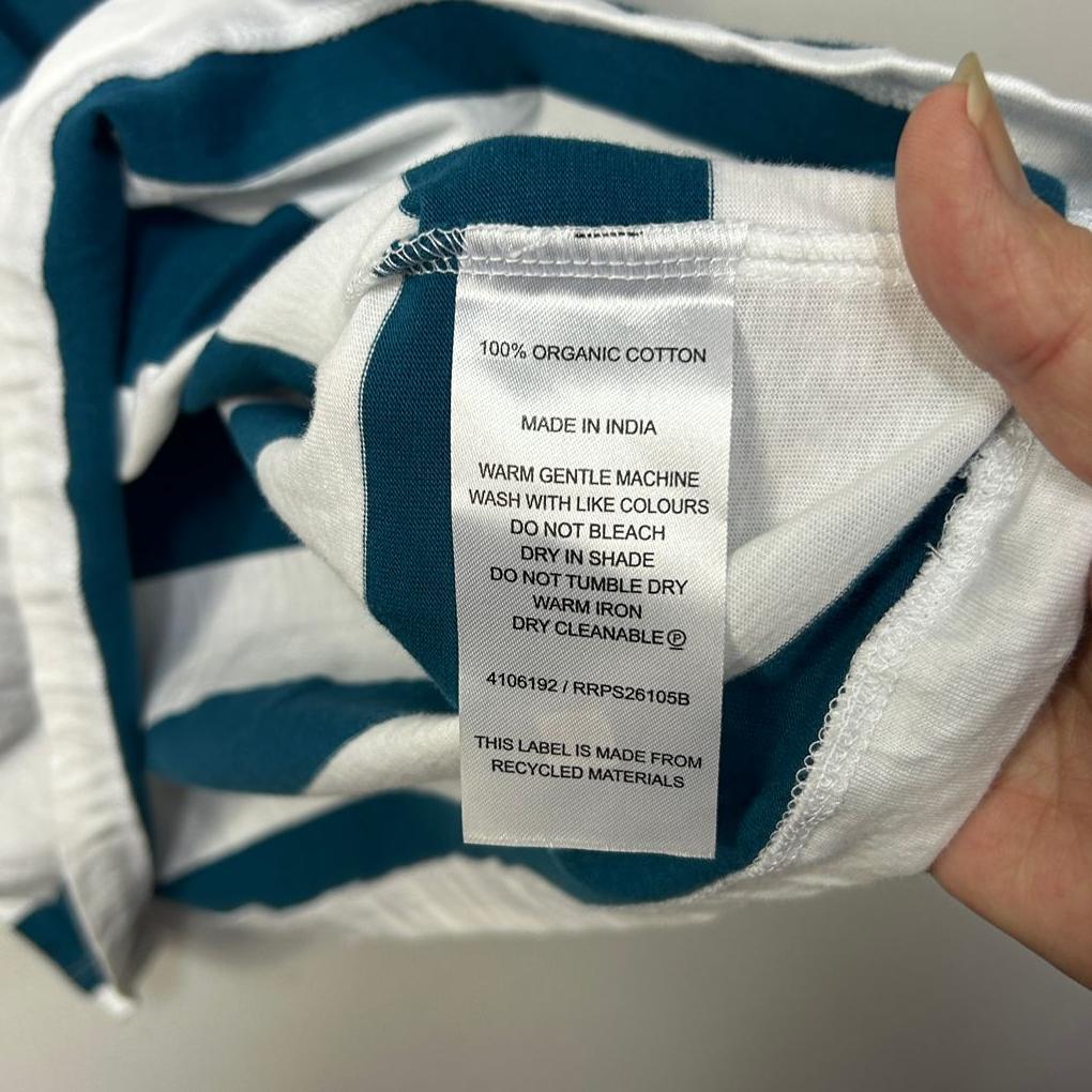 Regatta Teal Striped Cotton Top - Size 14