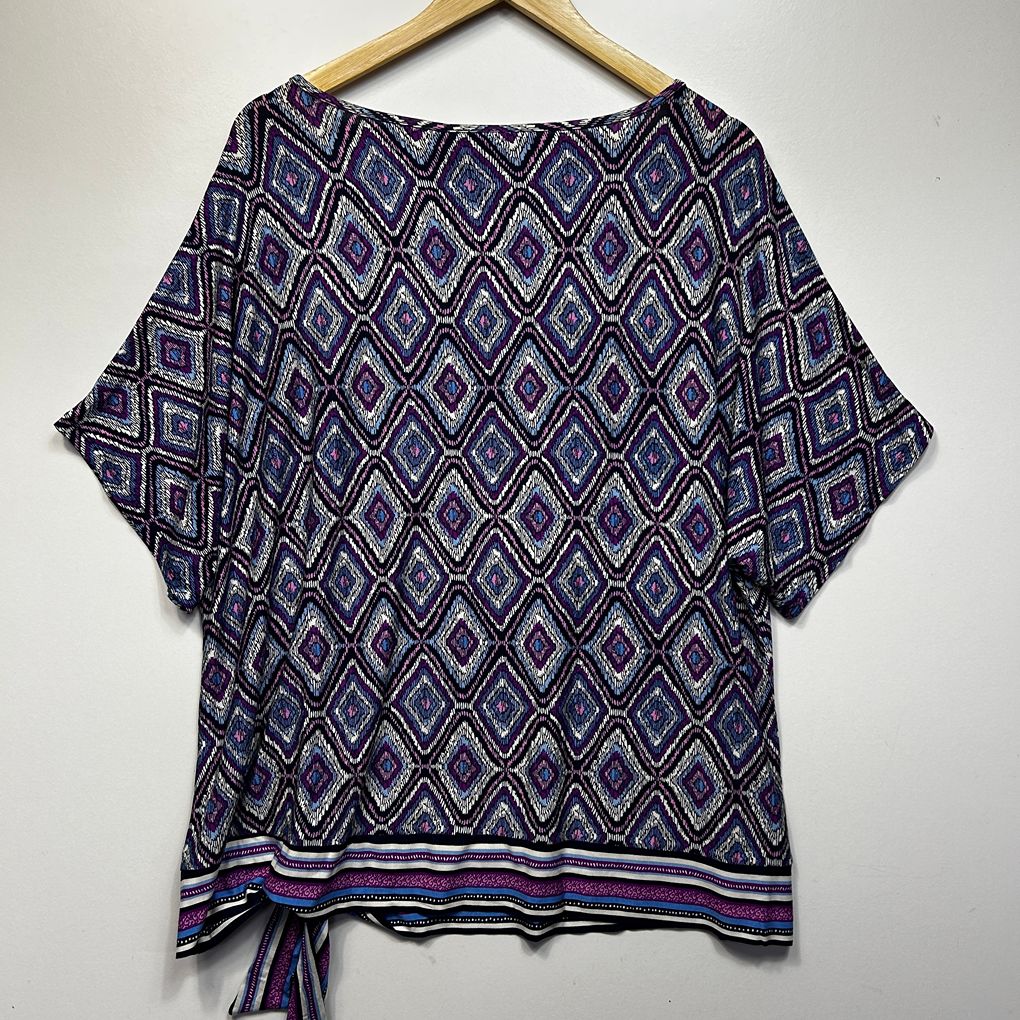 Millers Purple Geometric Short Sleeve Top - Size 22
