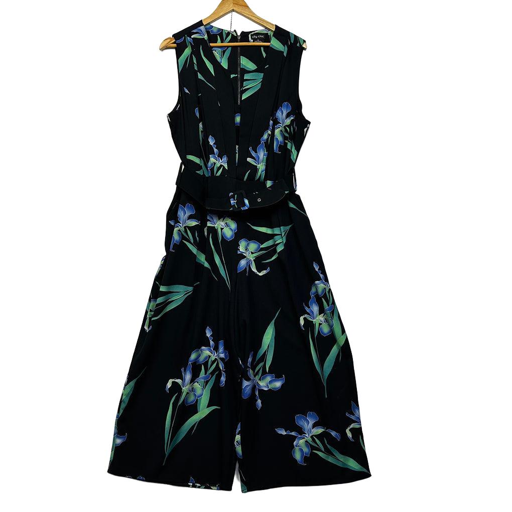 City Chic Black Floral Jumpsuit - Size 18/M