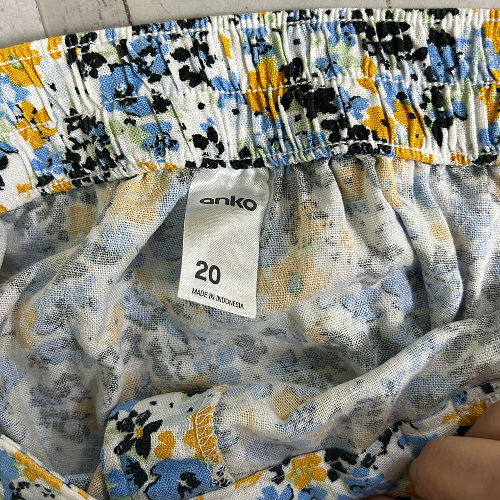 Anko Blue Floral Linen Skirt - Size 20
