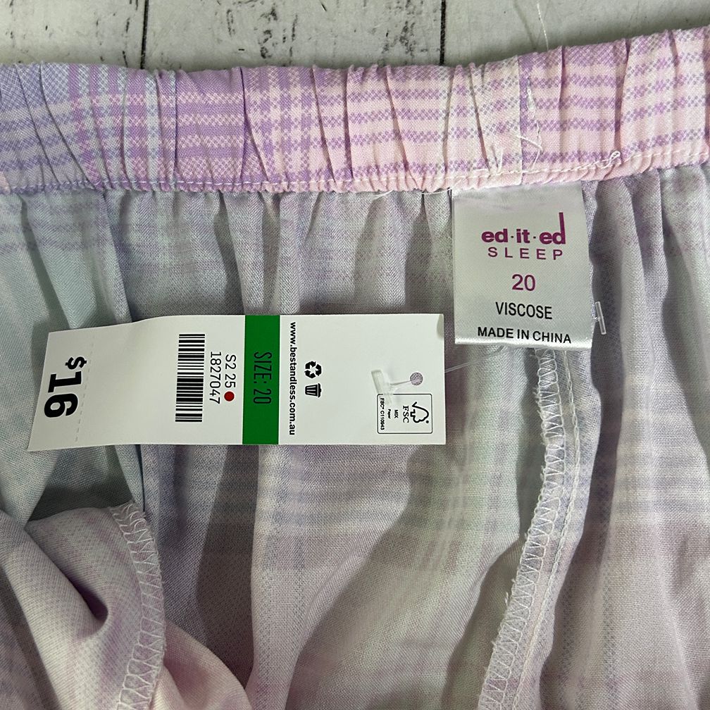 Ed-it-ed Lilac Plus Size Check Sleep Pants - Size 20
