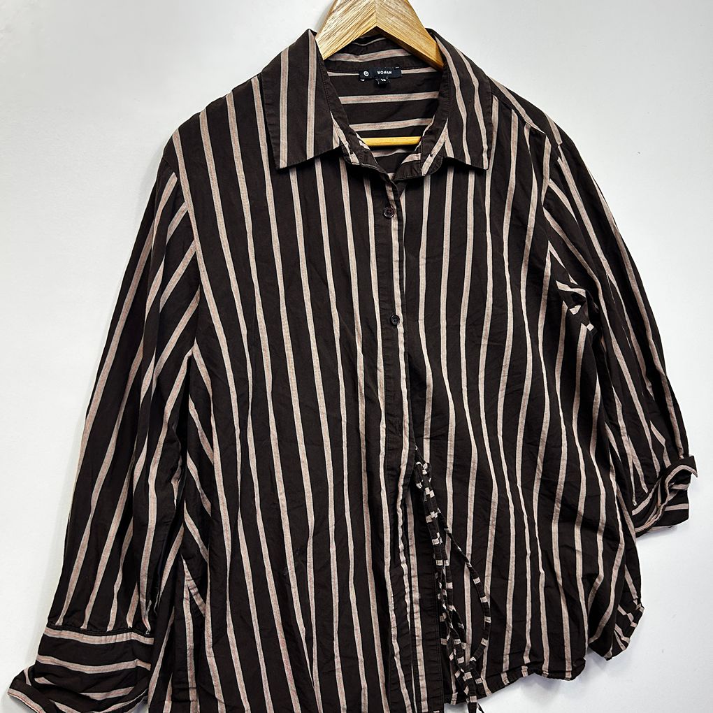 Target Chocolate Striped Cotton Shirt - Size 16