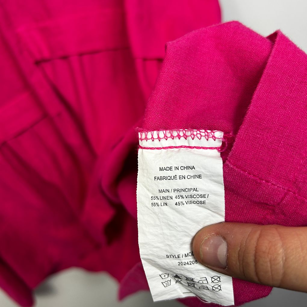 Autograph Pink Plus Size Linen Top - Size 16