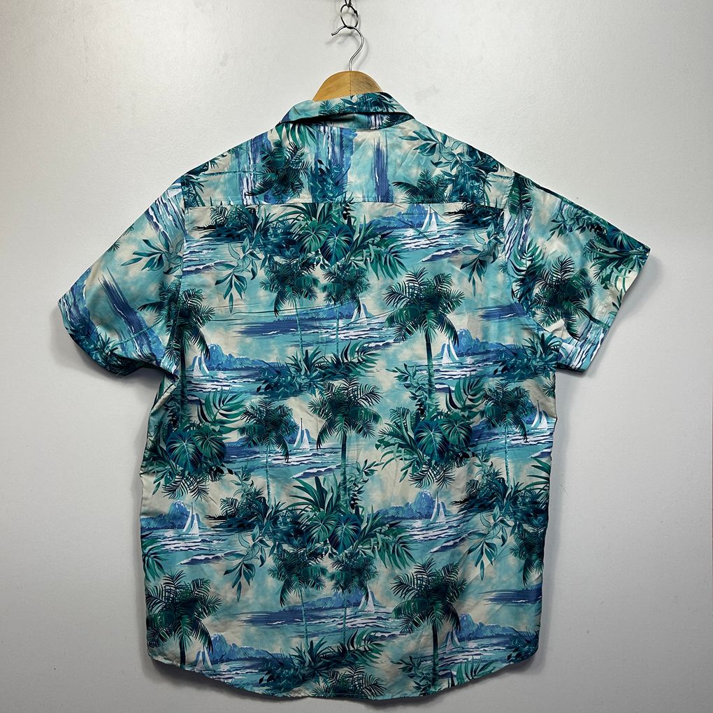 DBK Originals Blue Tropical Print Short Sleeve Mens Shirt - 3XL