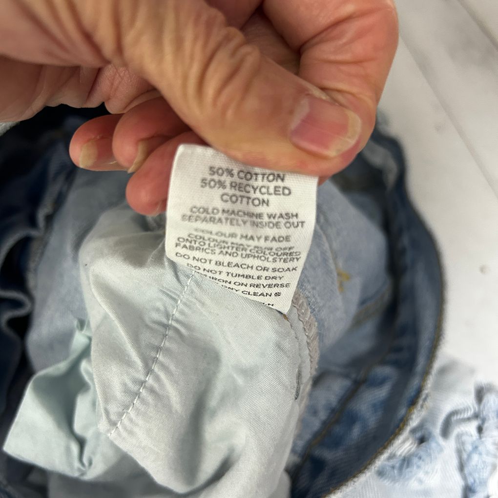 Glassons Light Blue Distressed Wide Leg Jeans - Size 14