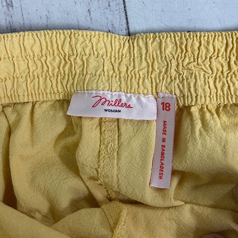 Millers Yellow Plus Size Cotton Cropped Pants - Size 18