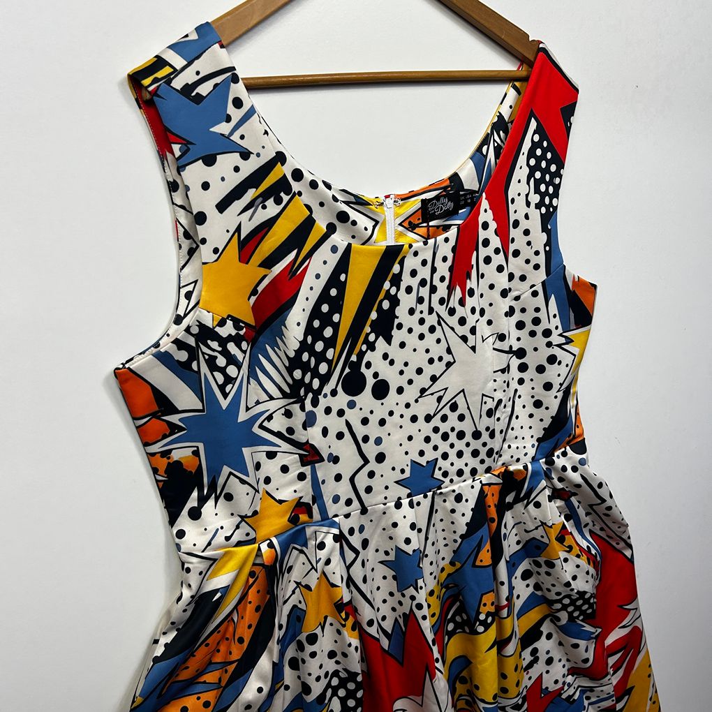 Dolly and Dotty Multicoloured Multi Boom Plus Size Dress - Size 22