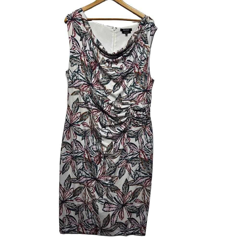 Diana Ferrari White Tropical Print Dress - Size 16