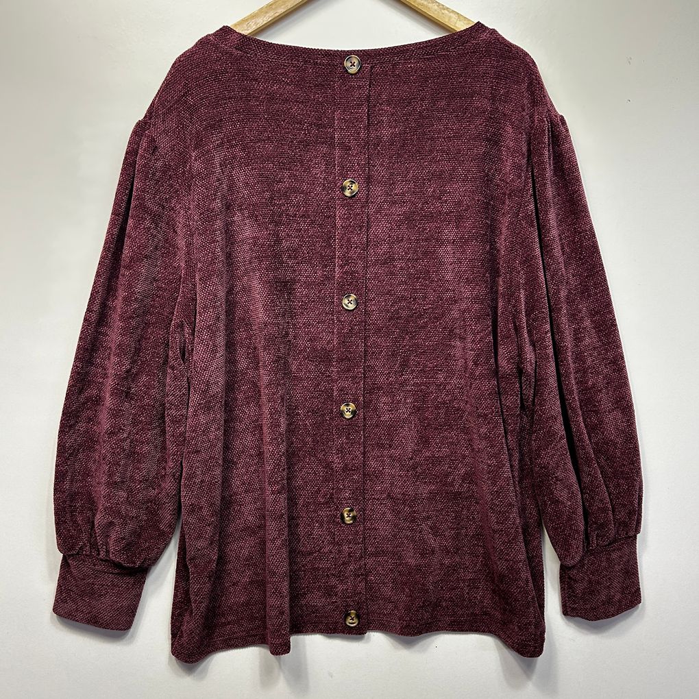 Avella Burgundy Chenille Top - Size 26