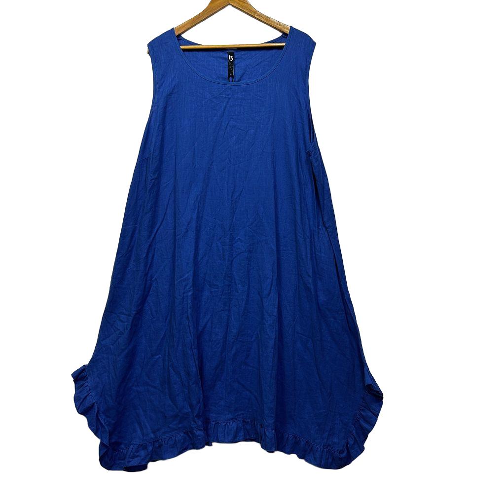 Taking Shape Blue Linen Dress - Size 22