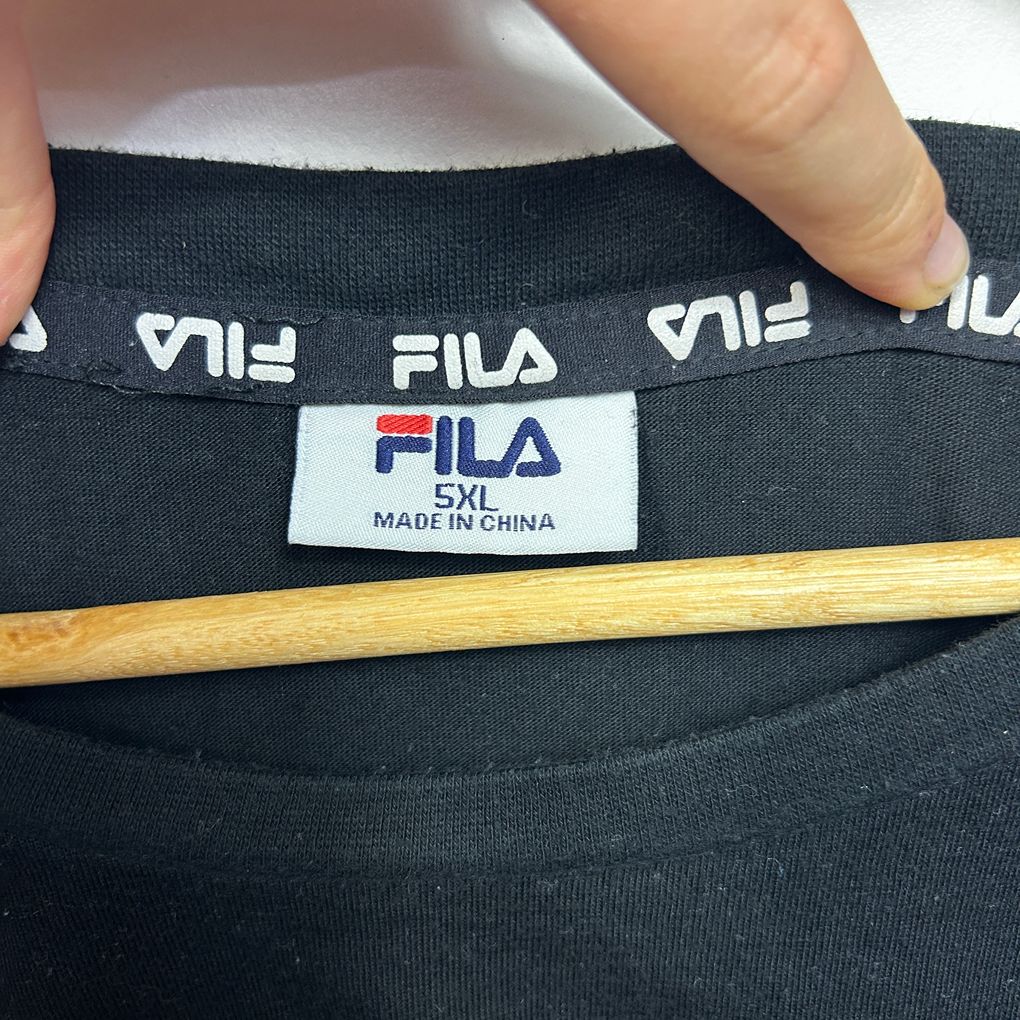 Fila Black Plus Size Cotton Logo Tee - Size 5XL