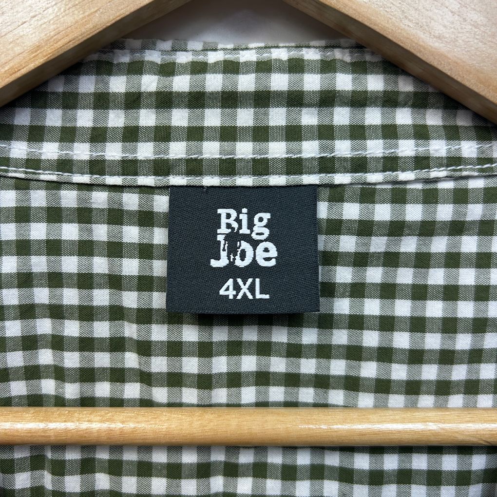 Big Joe Green Gingham Cotton Mens Shirt - Size 4XL