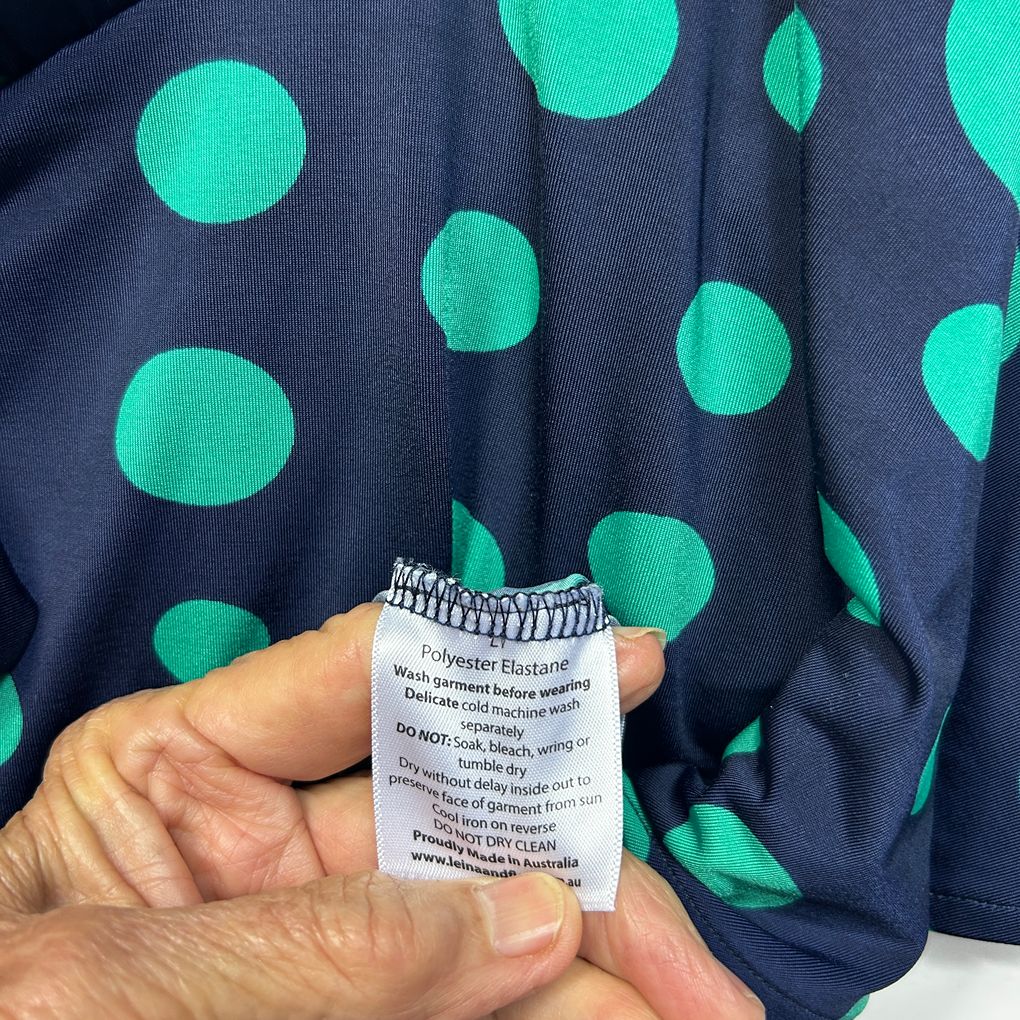 Leina & Fleur Collective Navy Green Polka Dot Top - Size 16