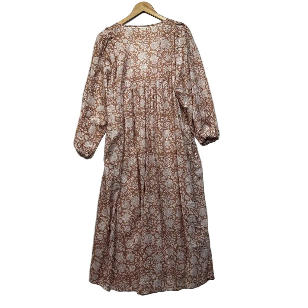 Donna Donna Beige Floral Cotton Maxi Dress - Size L/XL