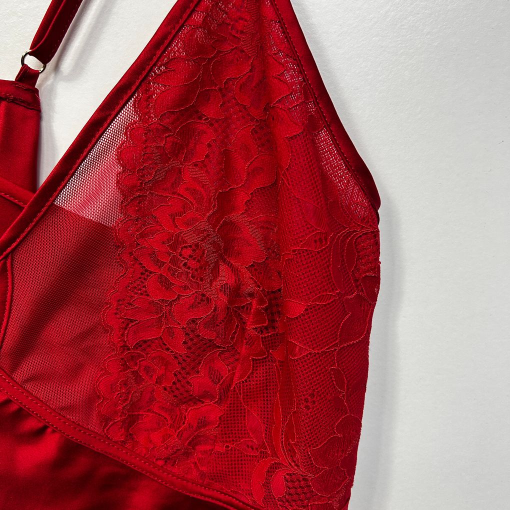 Bras N Things Red Satin Chemise - Size 20