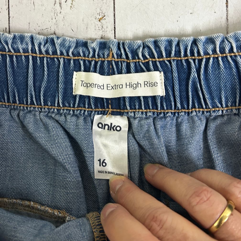 Anko Blue Tapered Extra High Rise Jeans - Size 16