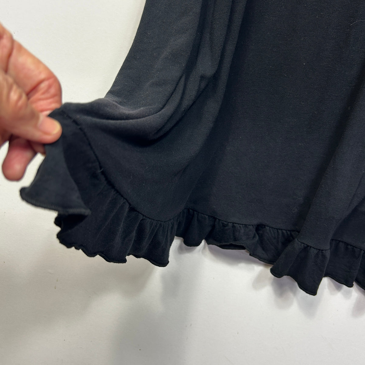 Yours Black Plus Size Ruffle Hem Top - Size 30-32