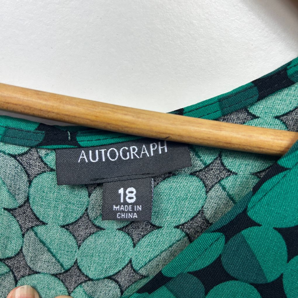 Autograph Green Spot Dress - Size 18