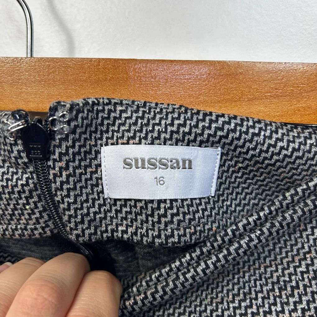 Sussan Grey Cotton Pencil Skirt - Size 16