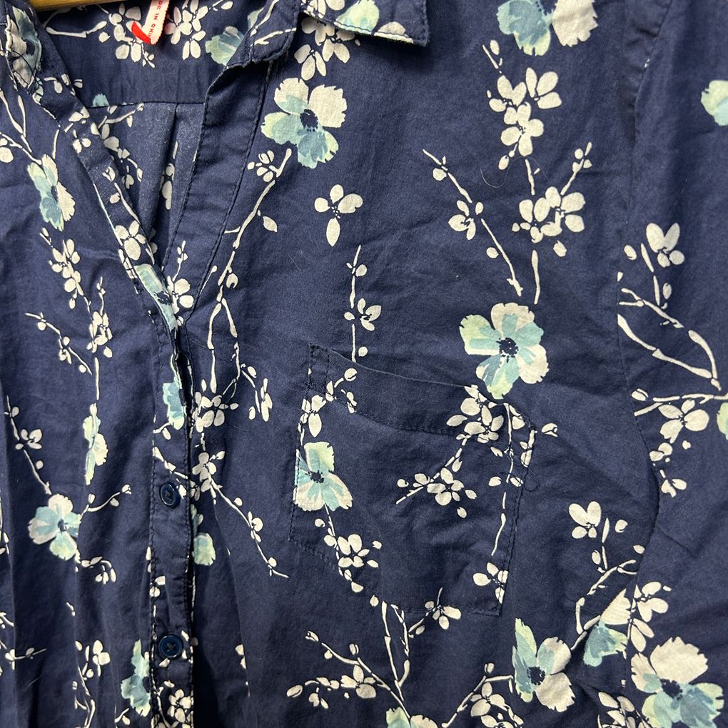 Millers Navy Floral Plus Size Cotton Shirt - Size 22