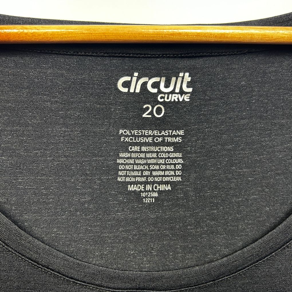 Circuit Curve Black Plus Size Active Top - Size 20