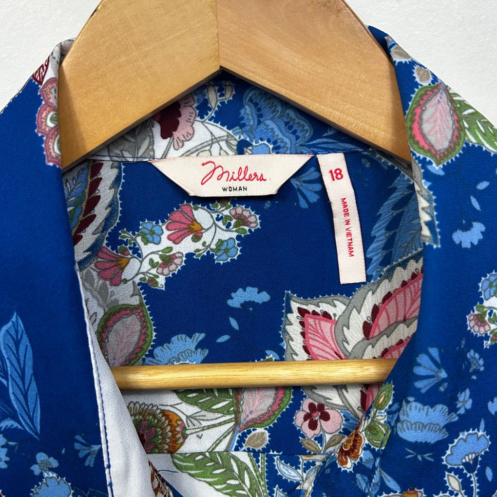 Millers Blue Plus Size Longline Shirt - Size 18
