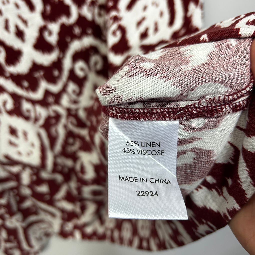 Suzanne Grae Burgundy Plus Size Linen Top - Size 22