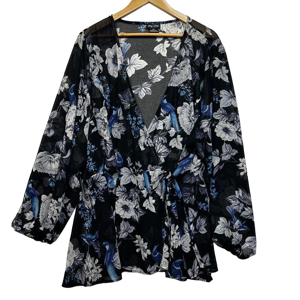 City Chic Floral Wrap Top - Size XXL