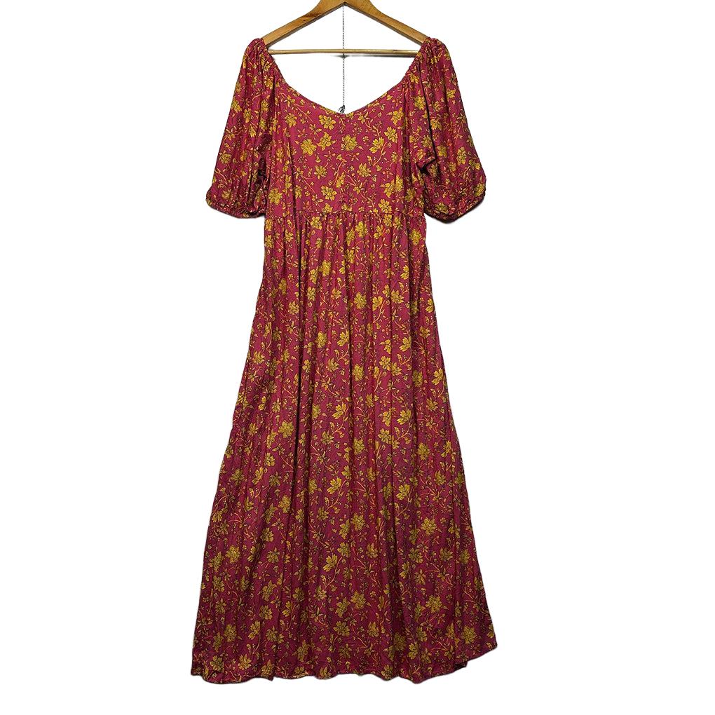 Rockmans Pink Floral Boho Maxi Dress - Size 16