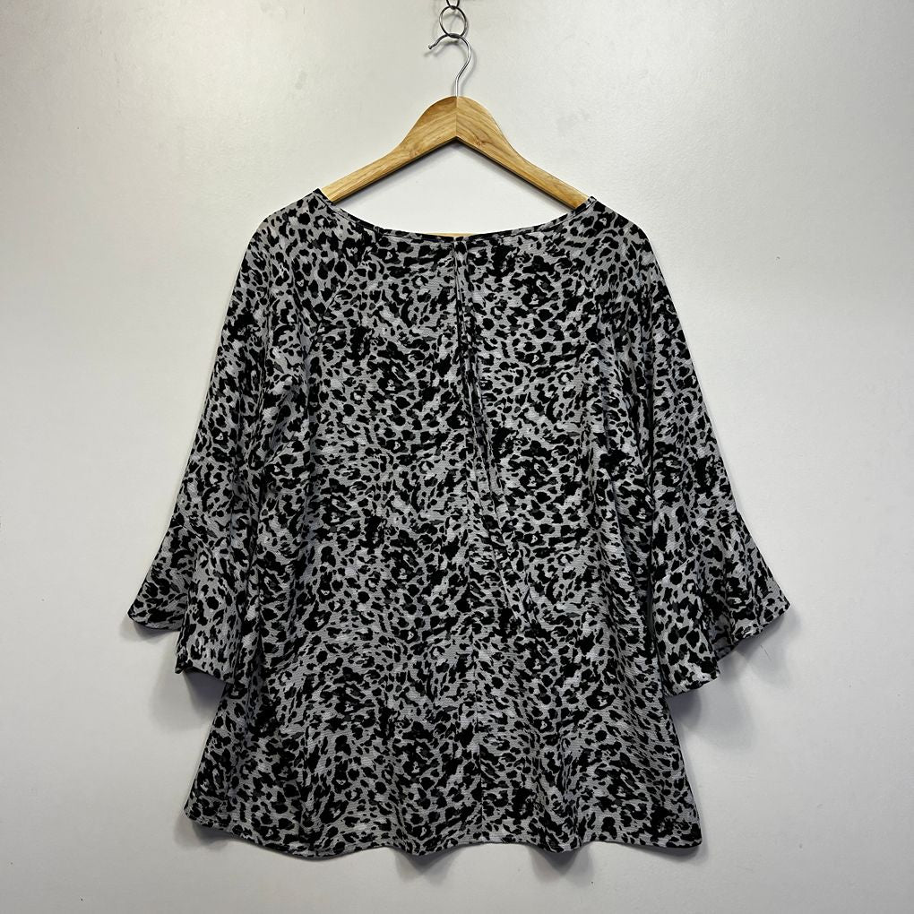 Khoko Grey Plus Size Animal Print Top - Size 18