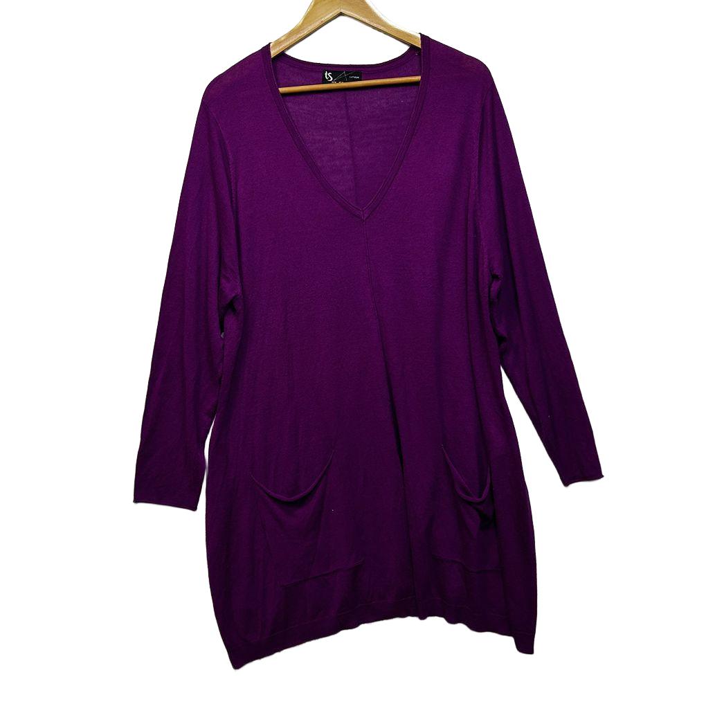 Taking Shape Purple Knit Longline Top Jumper - Size 18