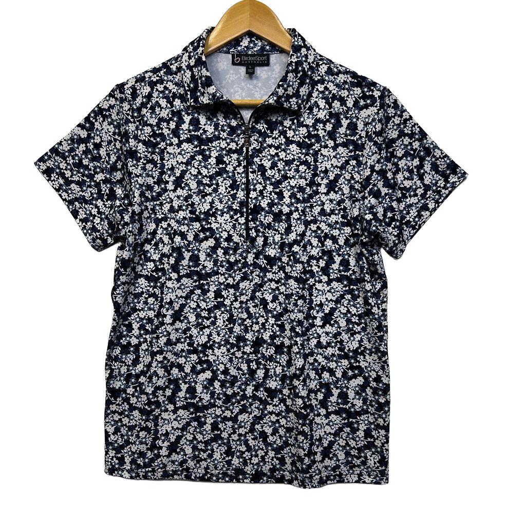Birdee Sport Navy Floral Polo Golf Top - Size L