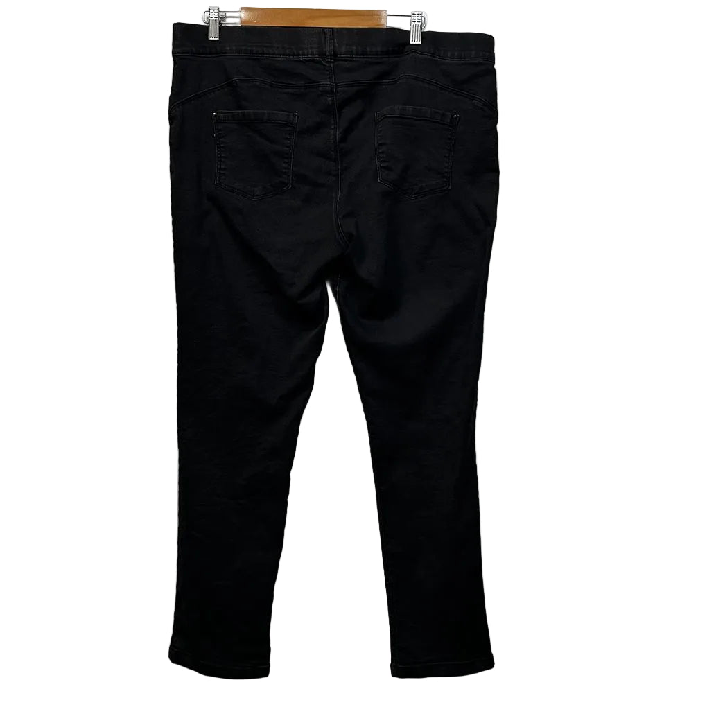 Katies Washed Black Pull On Jeans - Size 18