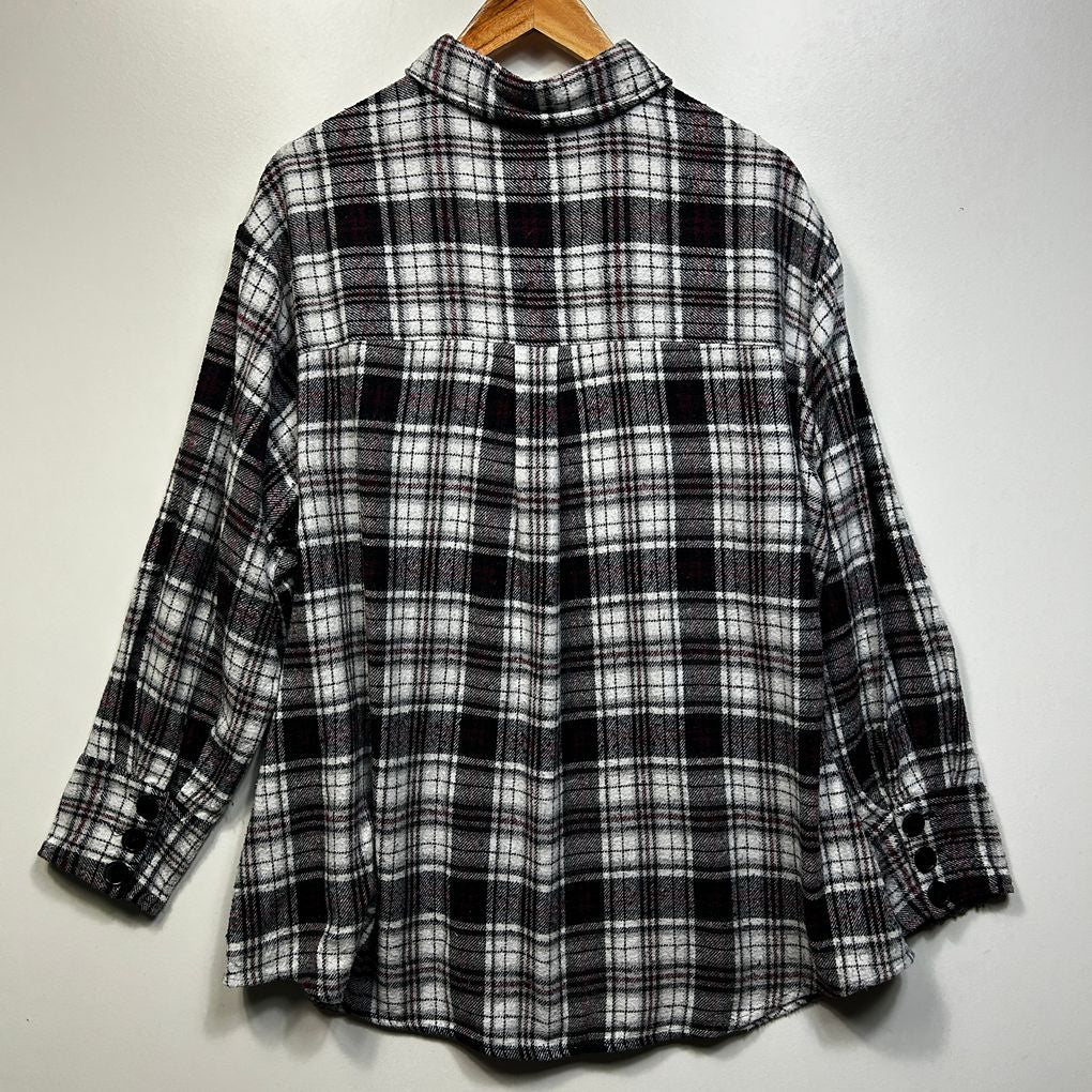 Yours Black and White Check Cotton Shirt - Size 18