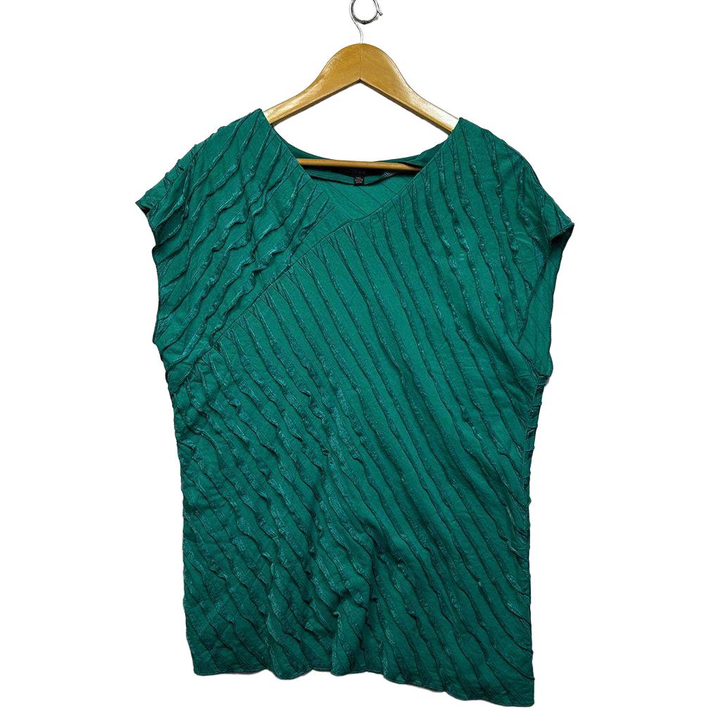 Liz Jordan Green Cotton Top - Size 16/1XL