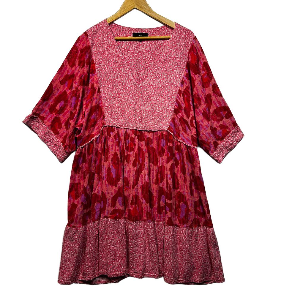 Next Pink Linen Dress - Size 22