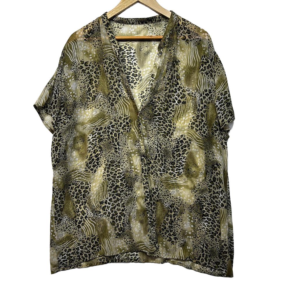Olive Animal Print Top